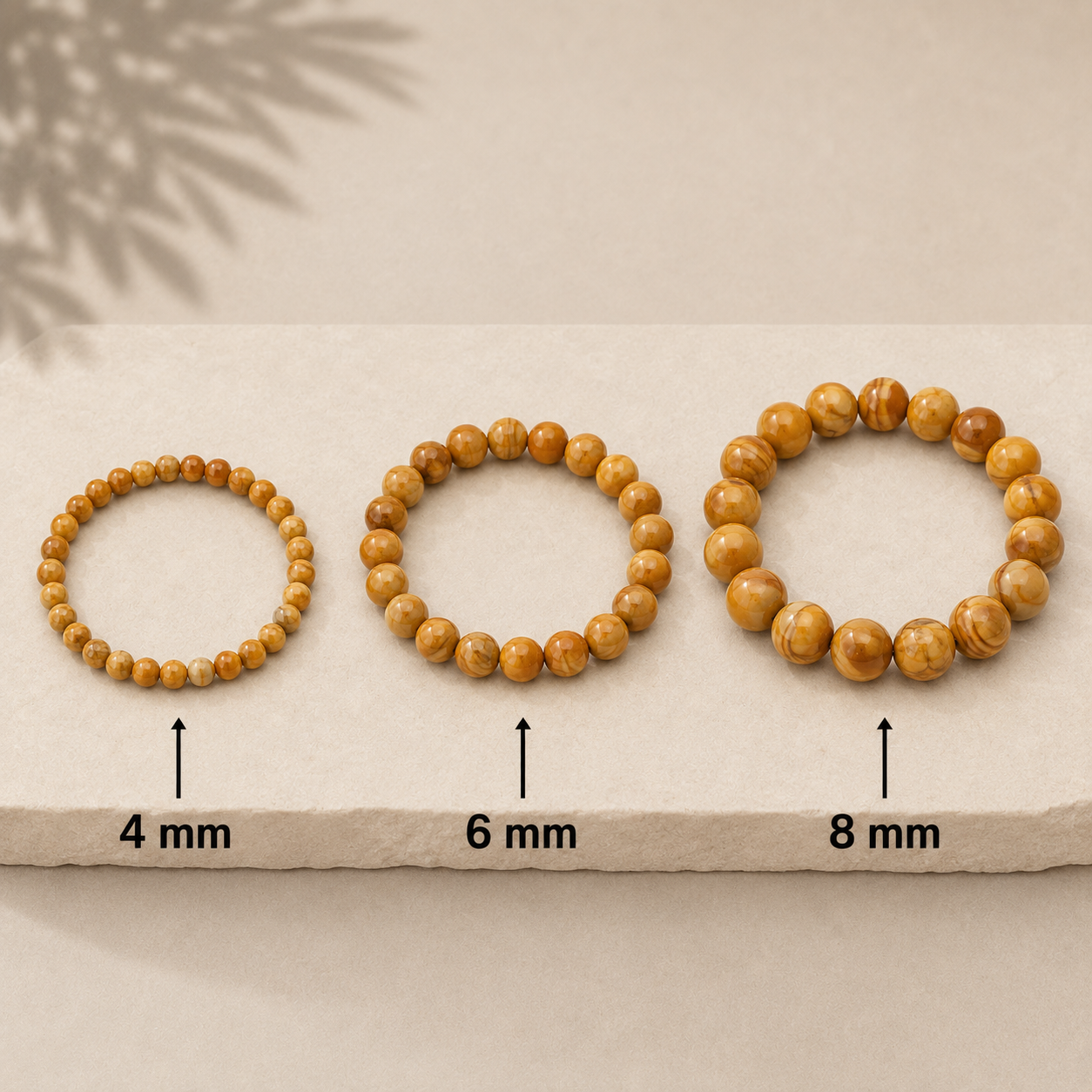 Holz Spitz Jaspis Armband 4 mm / 6 mm / 8 mm