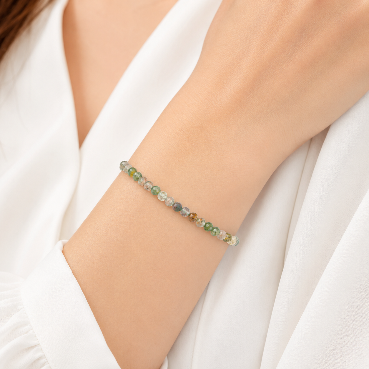 Indischer Achat Armband facettiert 3 mm / 4 mm