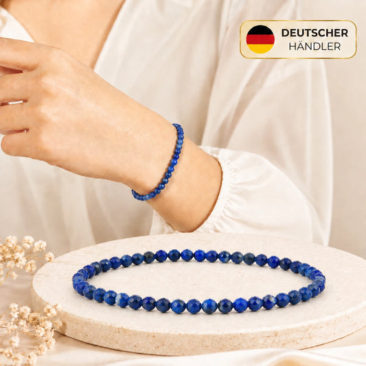Lapislazuli Armband facettiert – Tragebild und Detailansicht