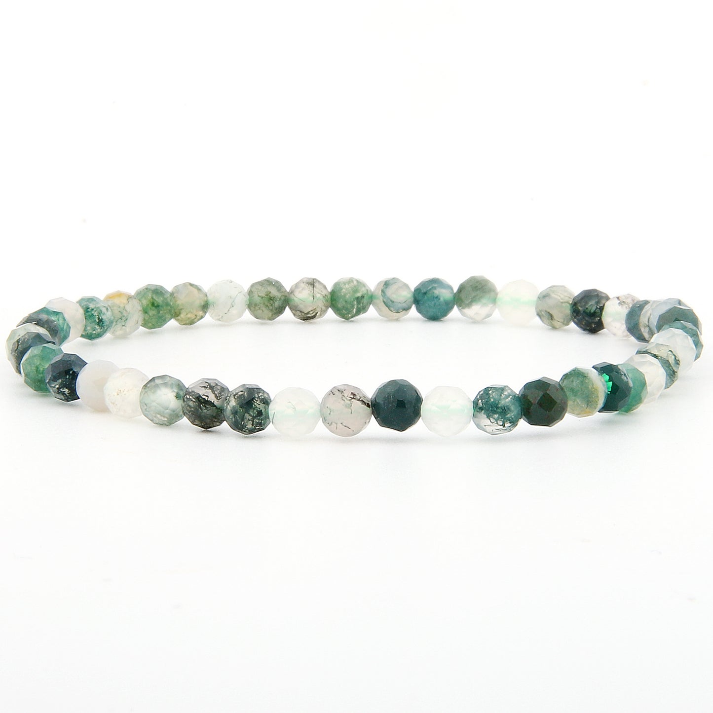 Moosachat Armband facettiert 3 mm / 4 mm
