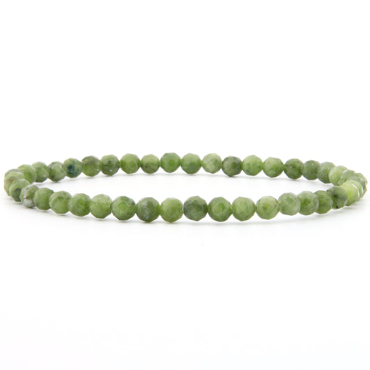 Grüner Jade Dunkel Armband facettiert 4 mm
