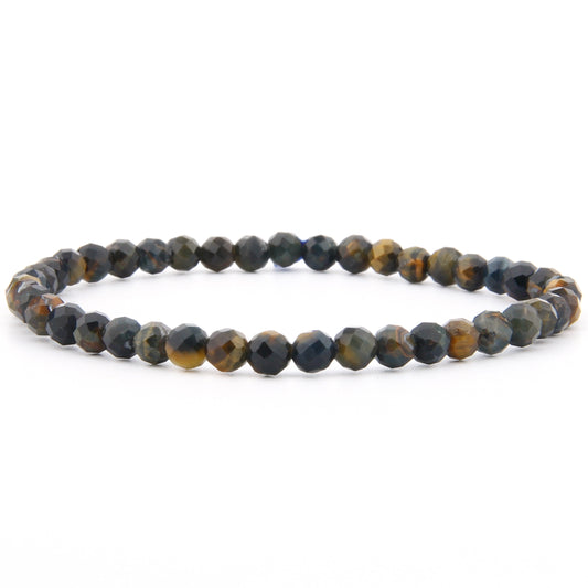 Tigerauge Blau Armband facettiert 4 mm