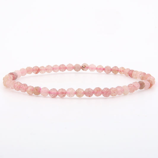 Erdbeerquarz Armband facettiert 4 mm