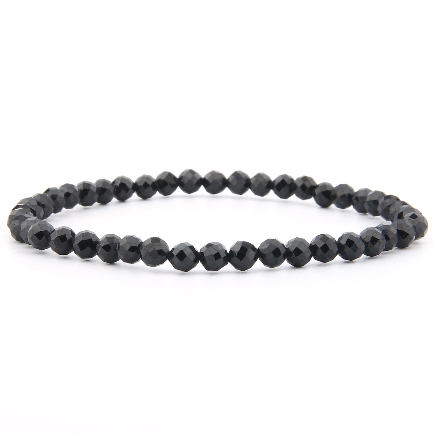 Schwarzer Onyx Armband facettiert 4 mm