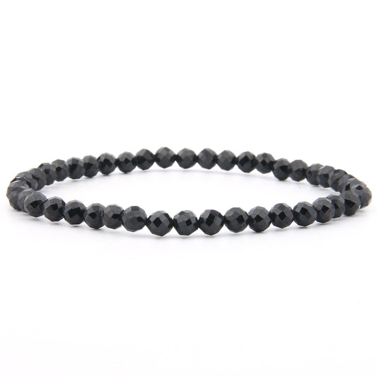 Schwarzer Onyx Armband facettiert 4 mm