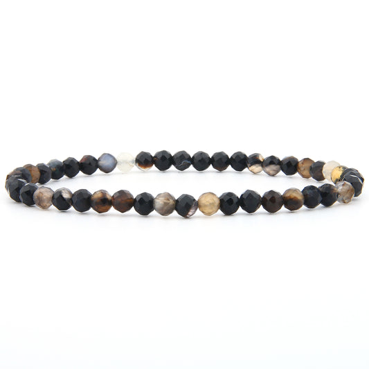 Schwarzer Achat Armband facettiert 4 mm