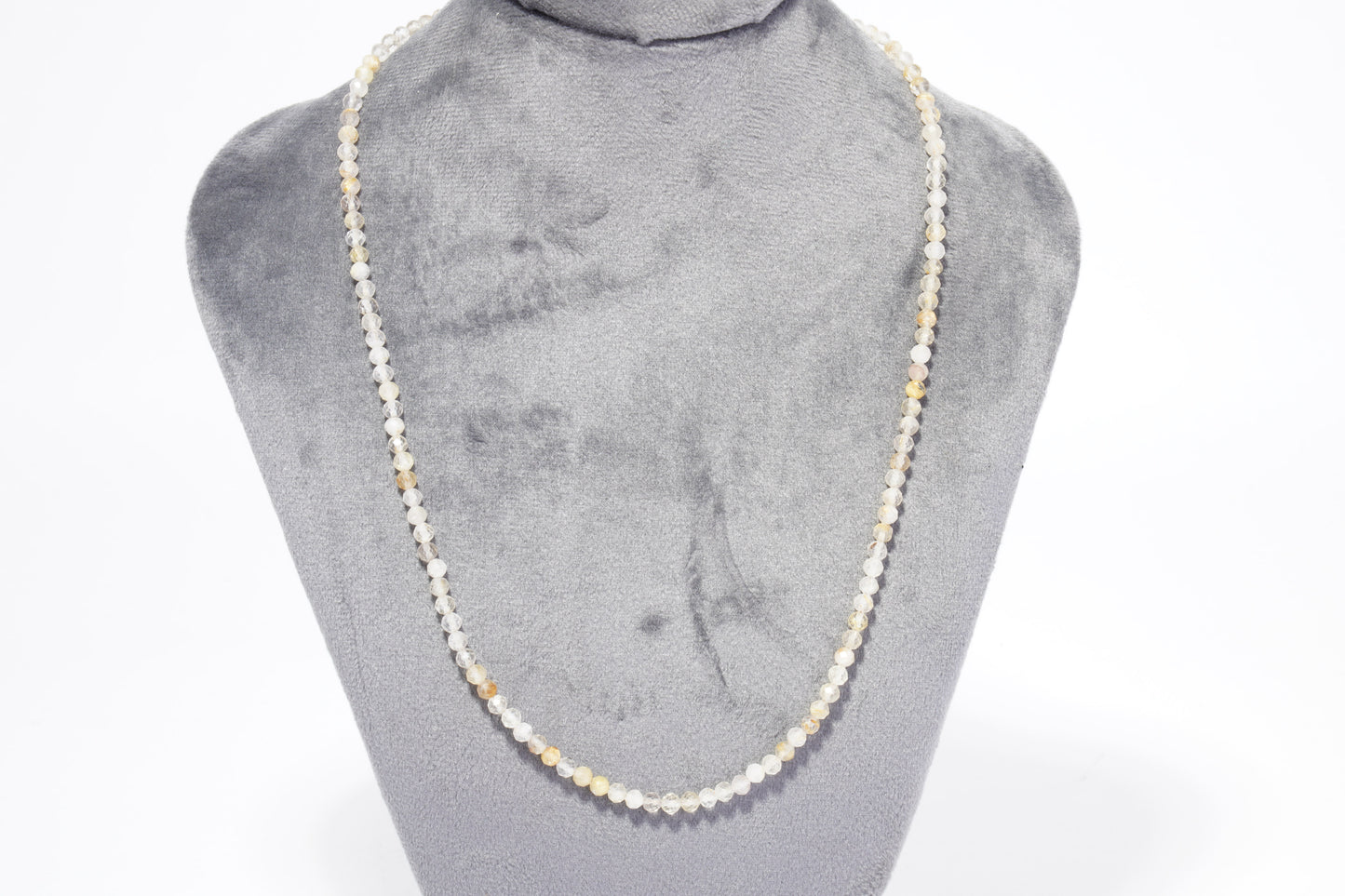 Gold Rutilquarz Edelstein Halskette ca. 3 mm facettiert mit 925 Silber Verschluss