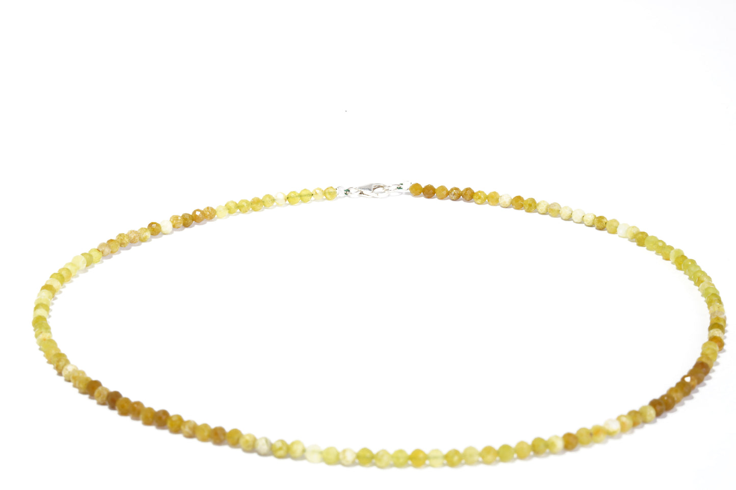 Grüne Opal Edelstein Halskette ca. 3 mm facettiert mit 925 Silber Verschluss