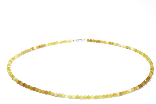 Grüne Opal Edelstein Halskette ca. 3 mm facettiert mit 925 Silber Verschluss