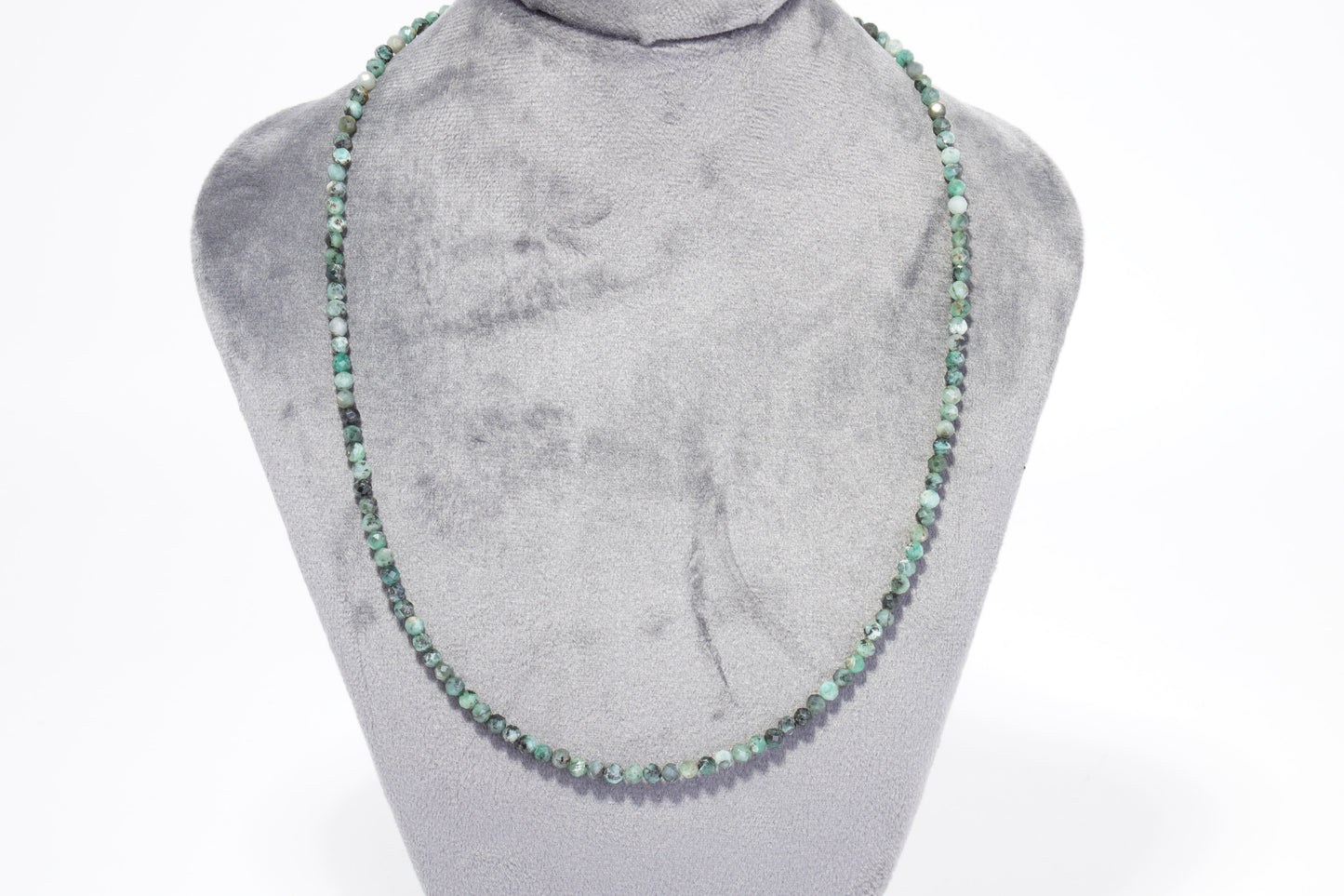 Smaragd Edelstein Halskette ca. 3 mm facettiert mit 925 Silber Verschluss