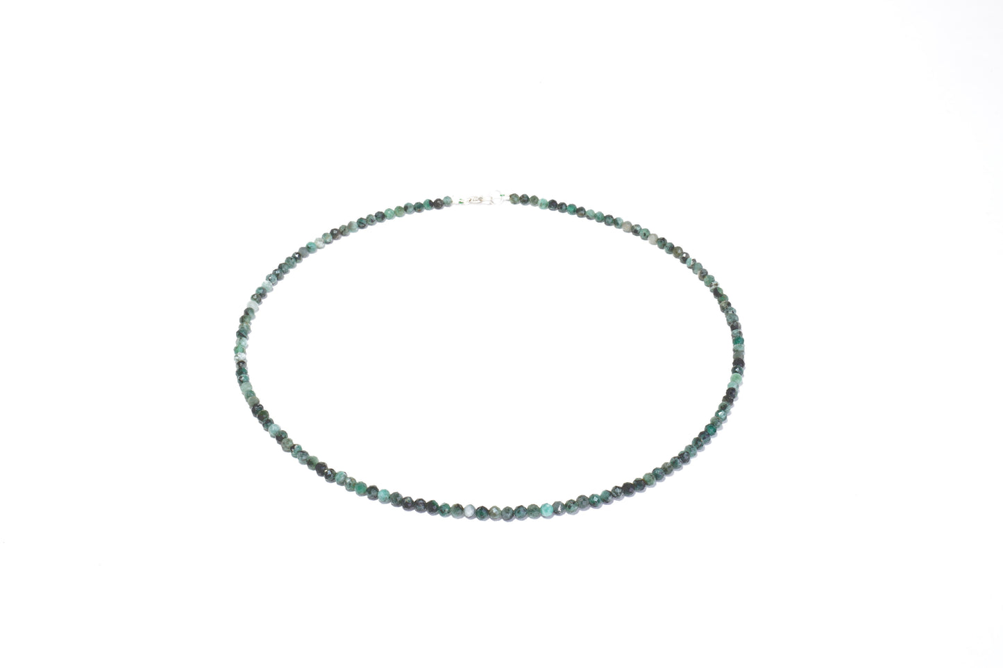 Smaragd Edelstein Halskette ca. 3 mm facettiert mit 925 Silber Verschluss