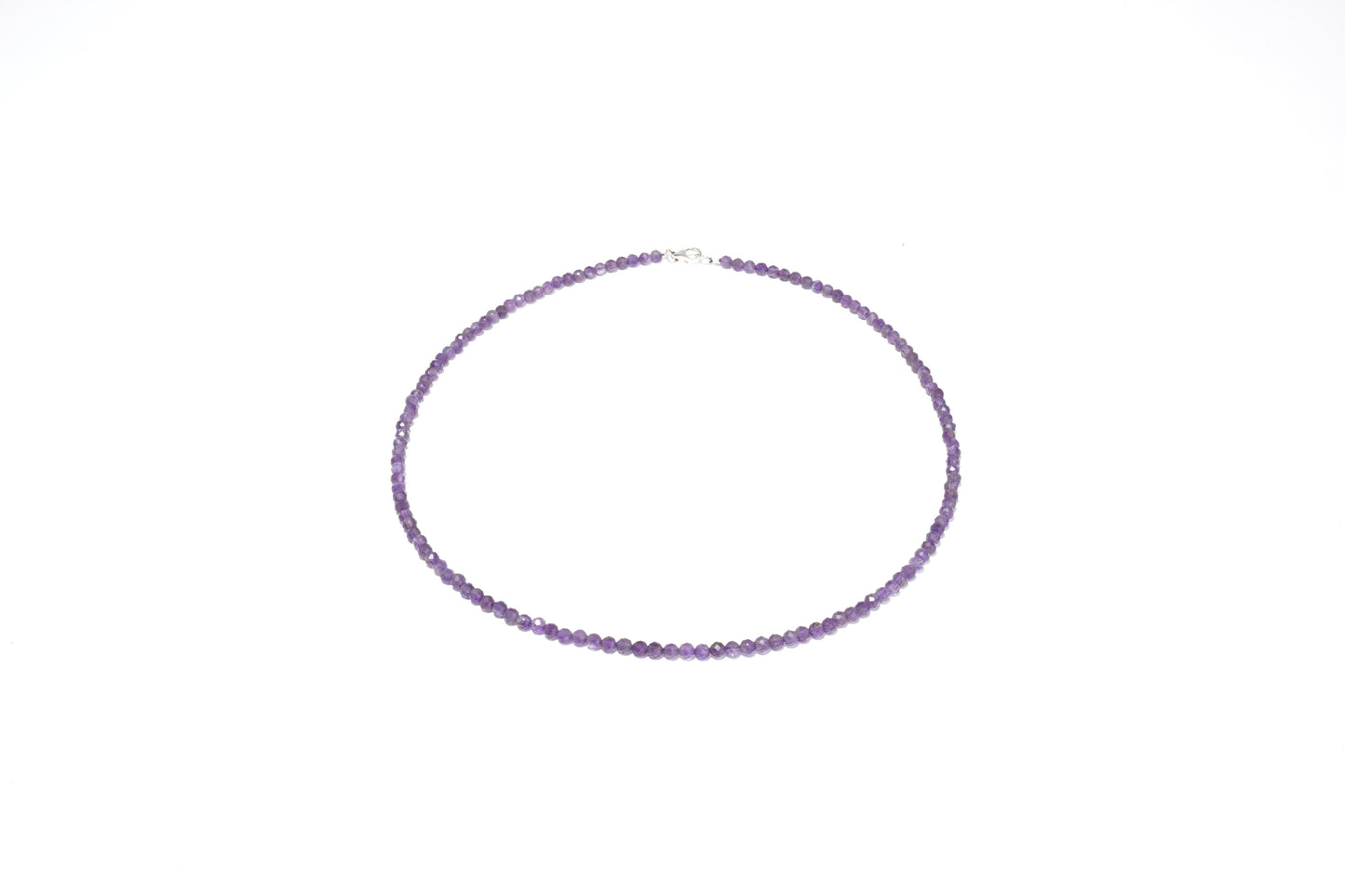 Amethyst Edelstein Halskette ca. 3 mm facettiert mit 925 Silber Verschluss