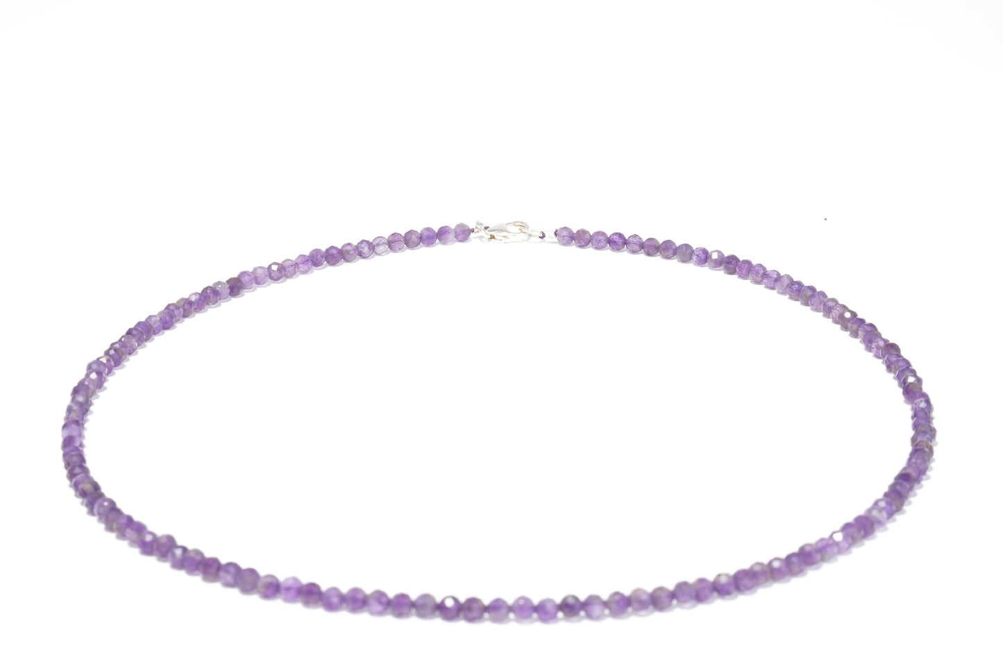 Amethyst Edelstein Halskette ca. 3 mm facettiert mit 925 Silber Verschluss