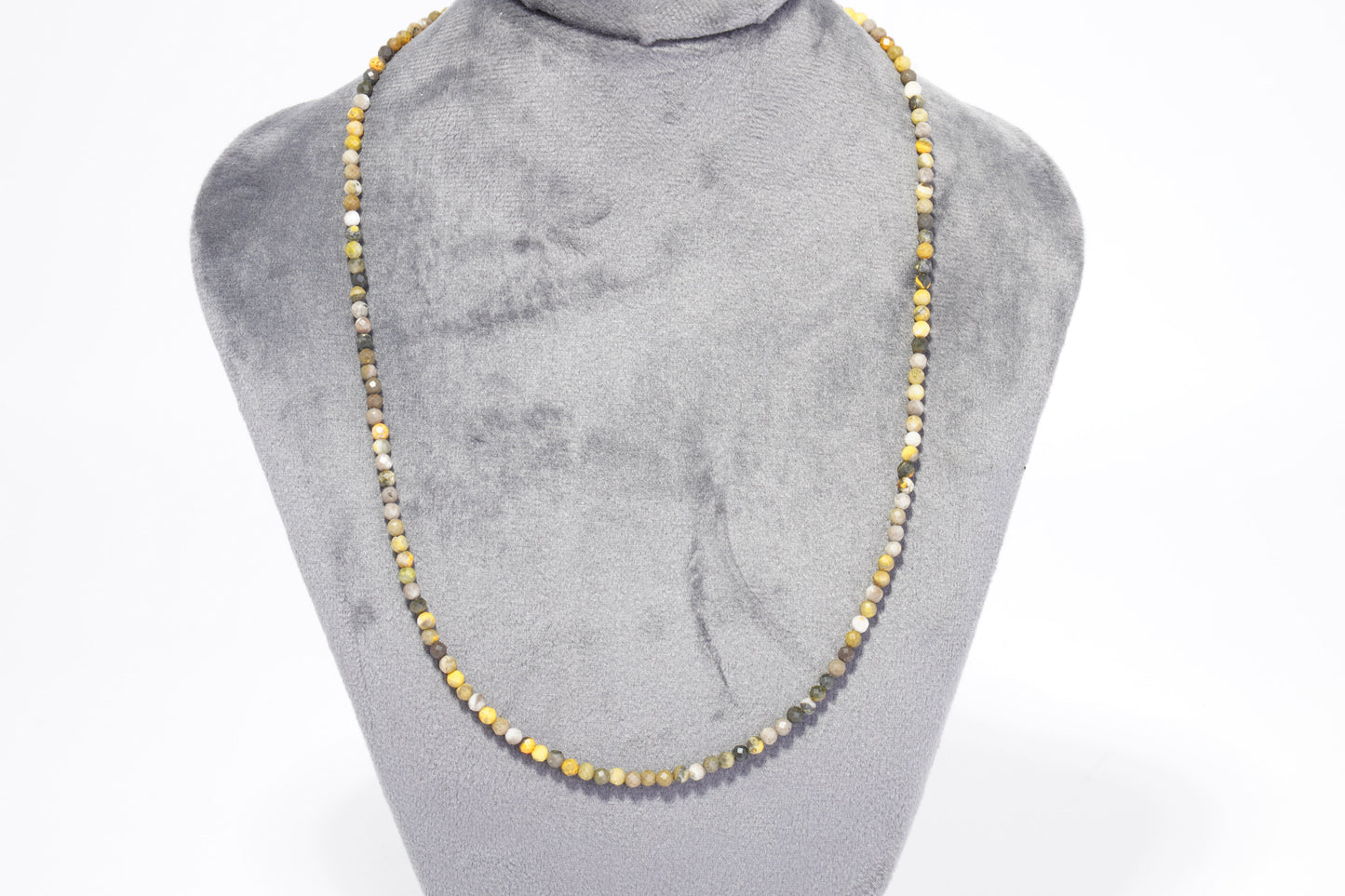 Bumblebee Jaspis Edelstein Halskette ca. 3 mm facettiert mit 925 Silber Verschluss