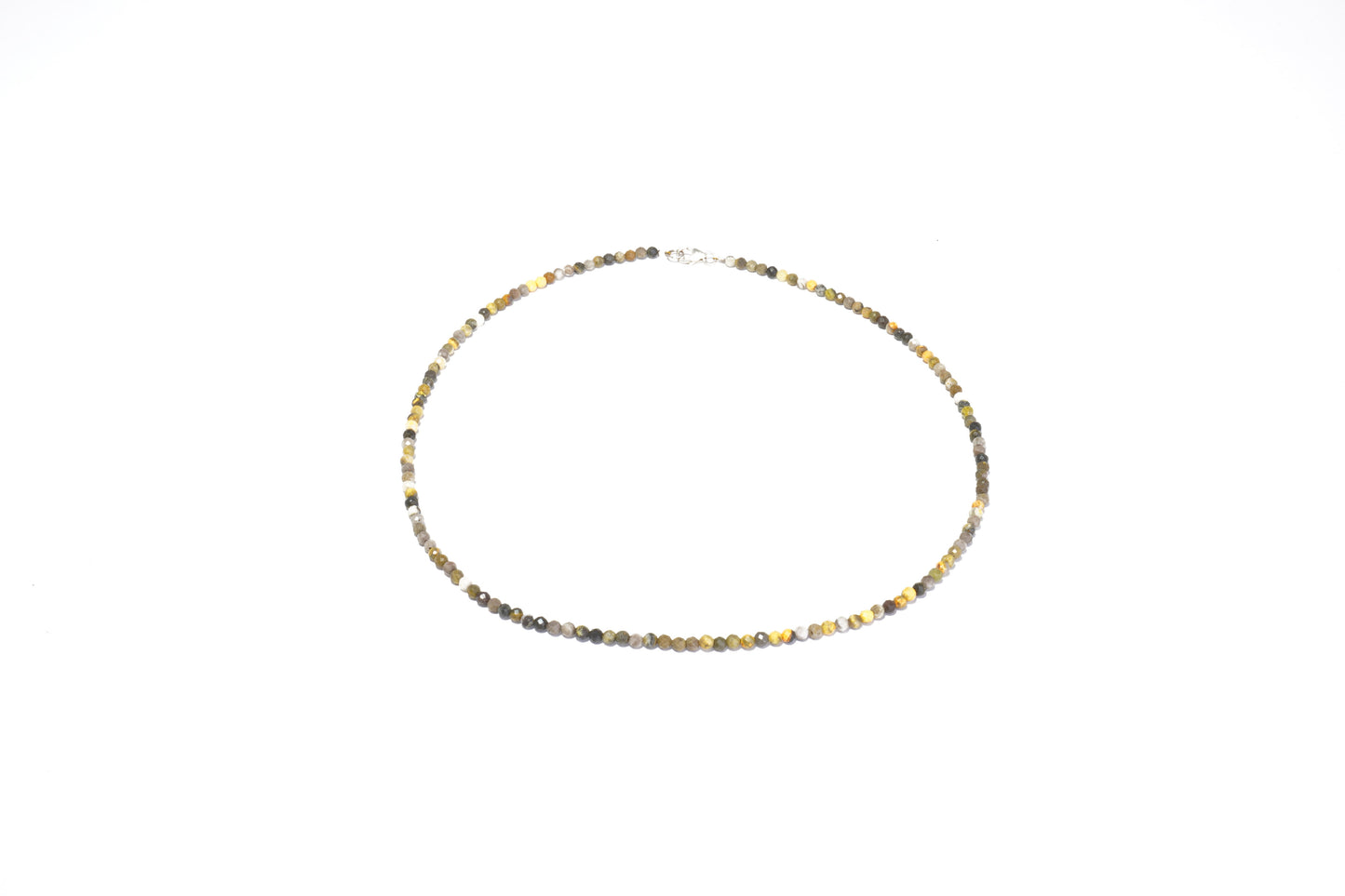 Bumblebee Jaspis Edelstein Halskette ca. 3 mm facettiert mit 925 Silber Verschluss