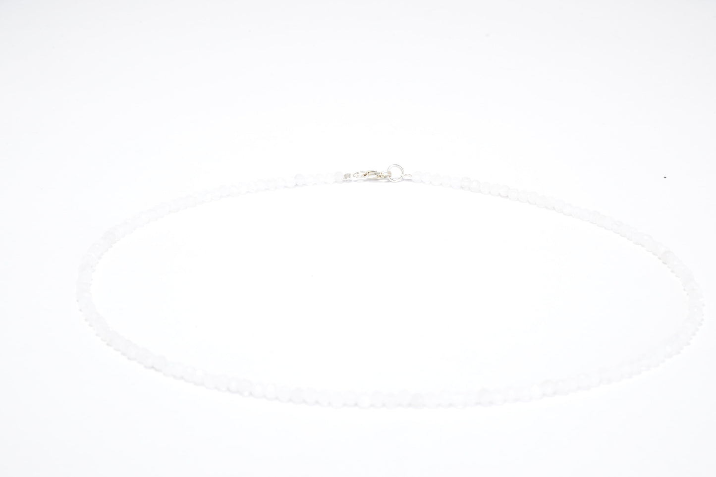 Mondstein Edelstein Halskette ca. 3 mm facettiert mit 925 Silber Verschluss