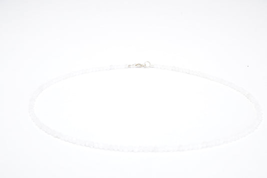 Mondstein Edelstein Halskette ca. 3 mm facettiert mit 925 Silber Verschluss