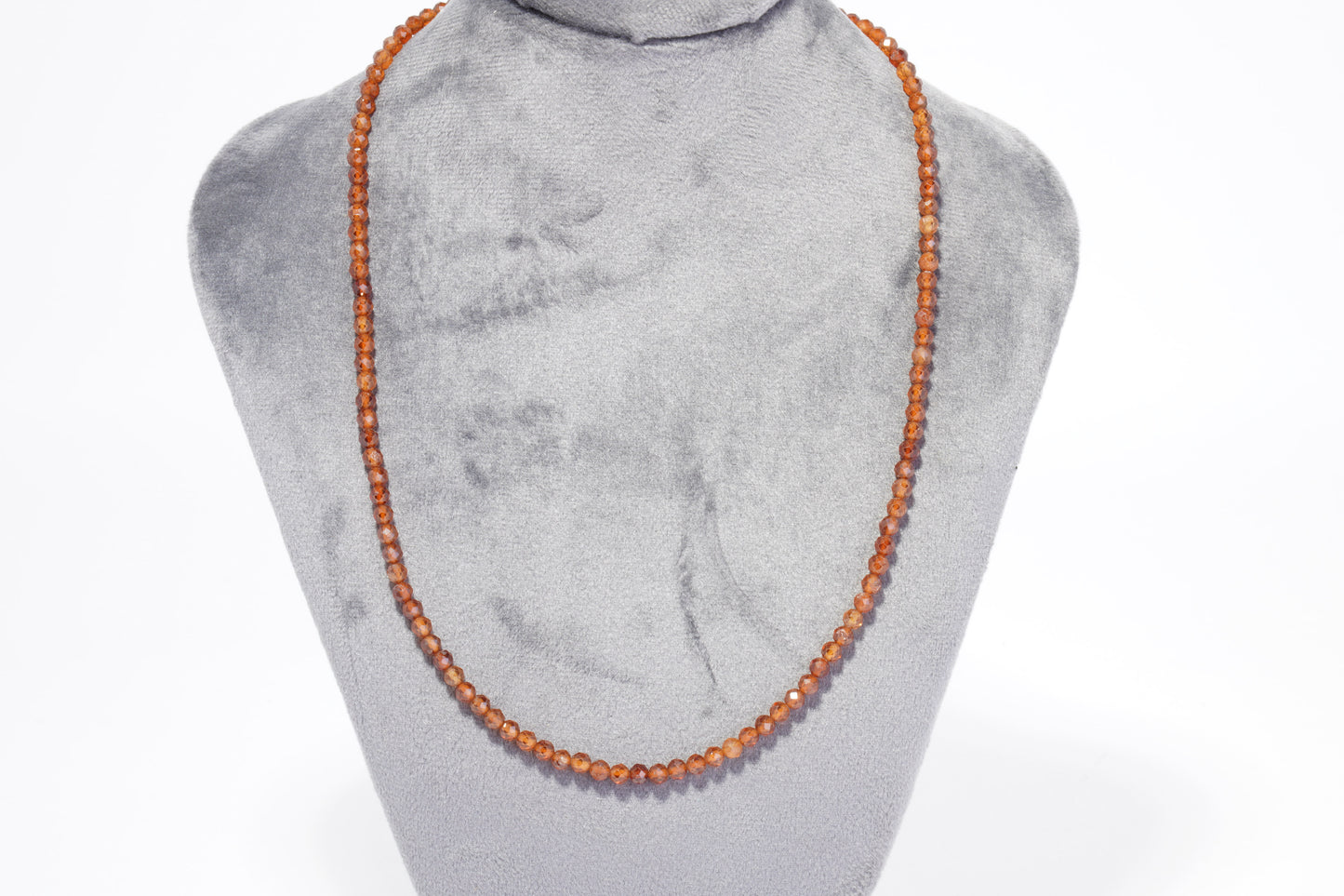 Orange Granat Edelstein Halskette ca. 3 mm facettiert mit 925 Silber Verschluss
