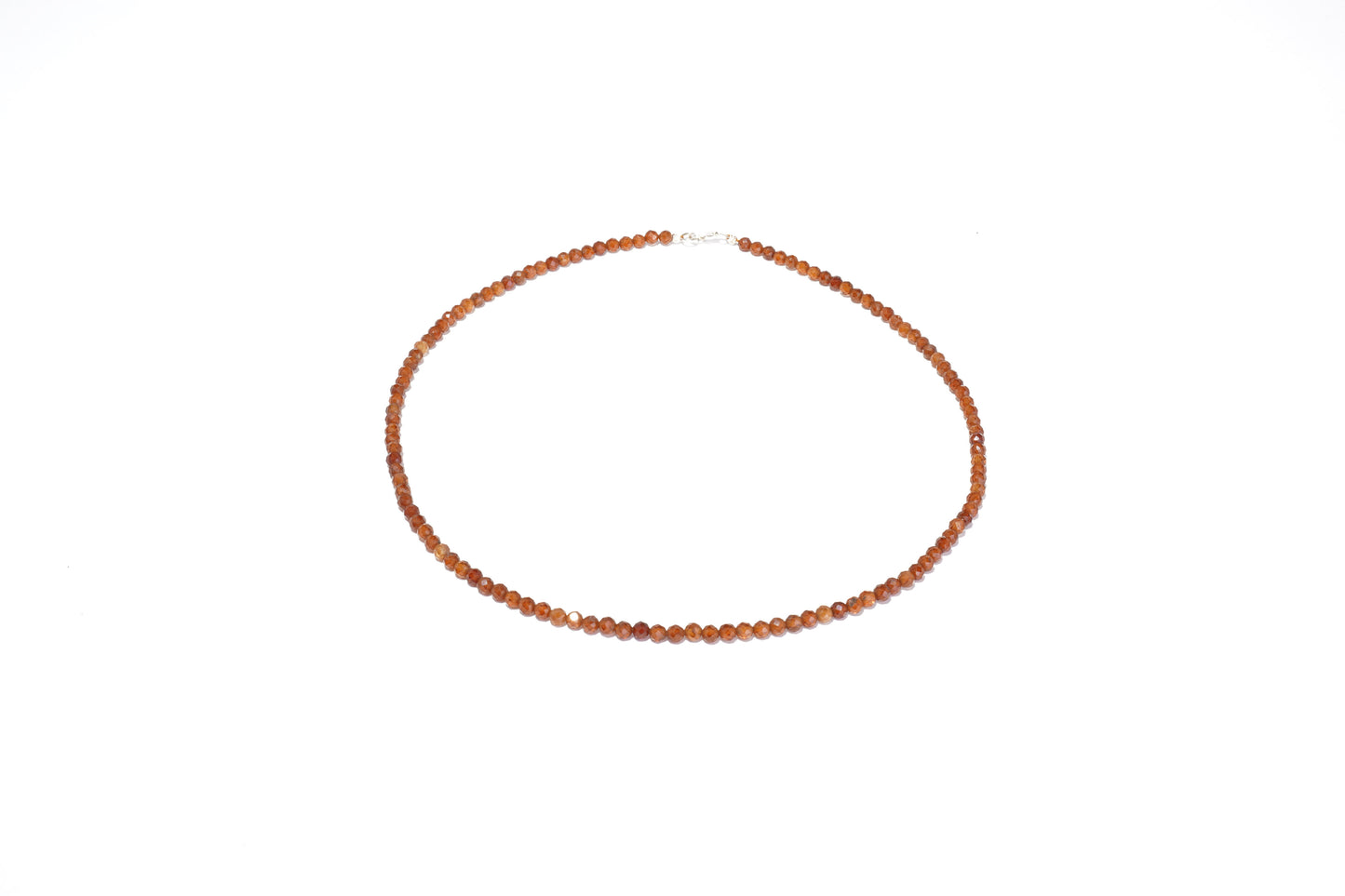 Orange Granat Edelstein Halskette ca. 3 mm facettiert mit 925 Silber Verschluss