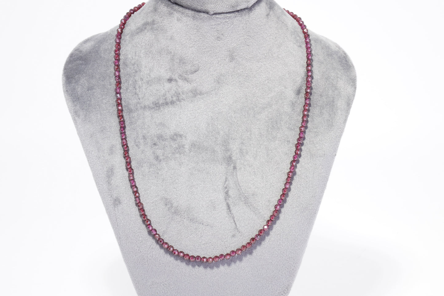 Granat Edelstein Halskette ca. 3 mm facettiert mit 925 Silber Verschluss