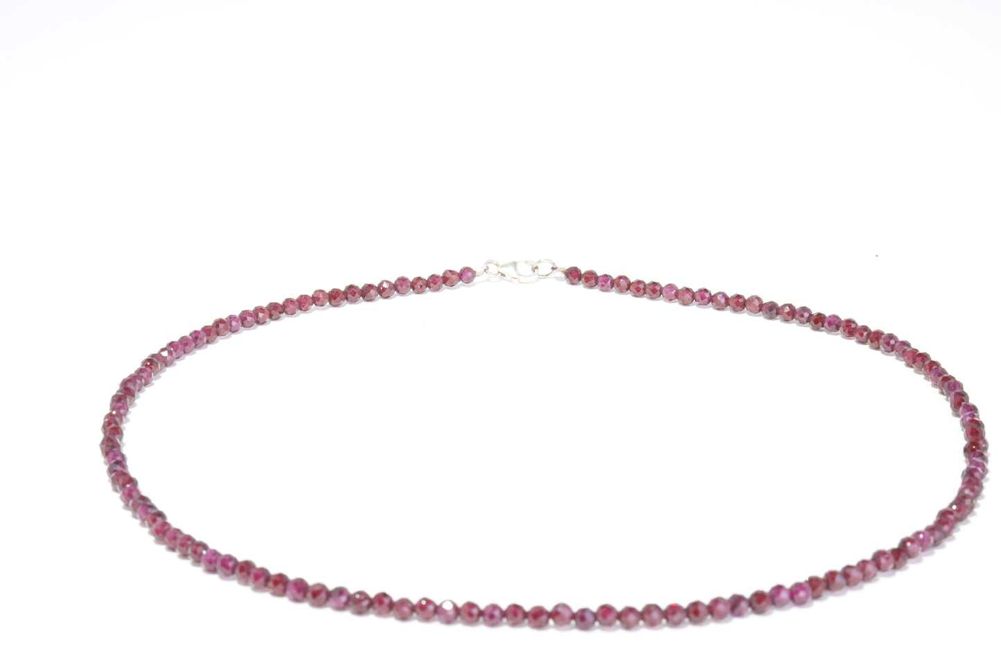 Granat Edelstein Halskette ca. 3 mm facettiert mit 925 Silber Verschluss