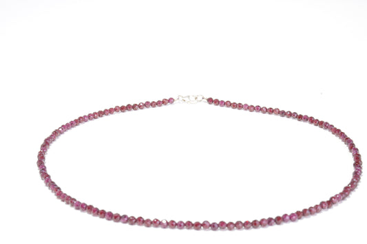 Granat Edelstein Halskette ca. 3 mm facettiert mit 925 Silber Verschluss