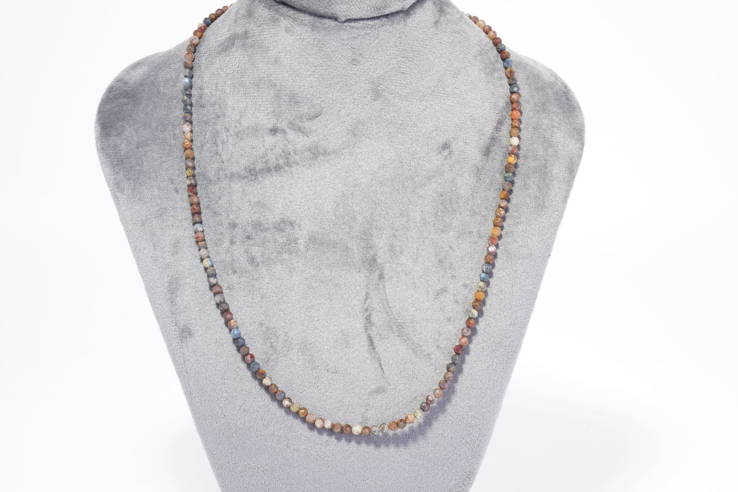 Pietersit Edelstein Halskette ca. 3 mm facettiert mit 925 Silber Verschluss