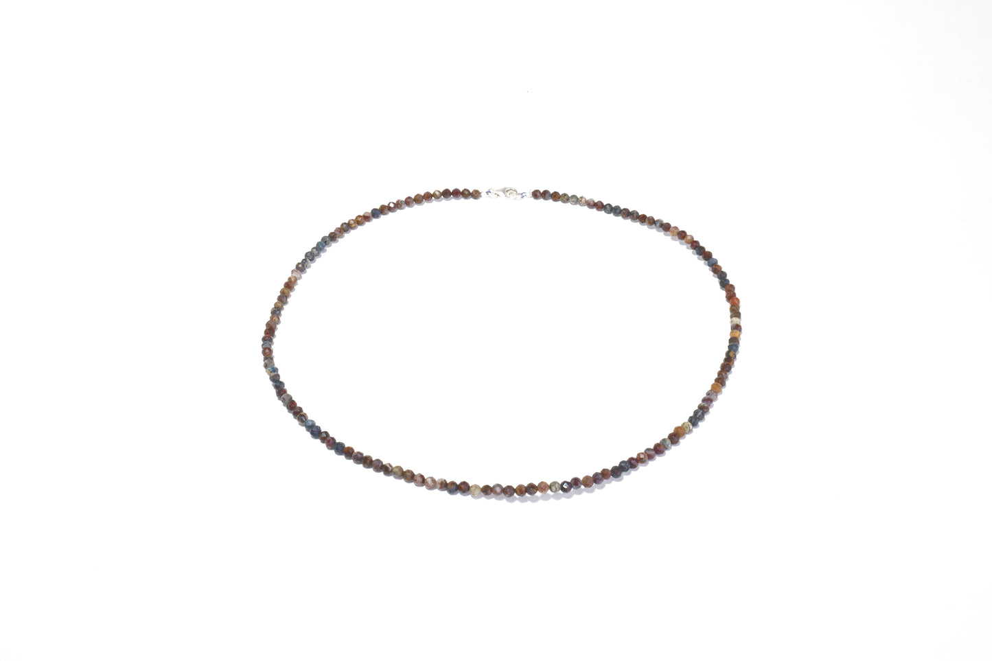 Pietersit Edelstein Halskette ca. 3 mm facettiert mit 925 Silber Verschluss