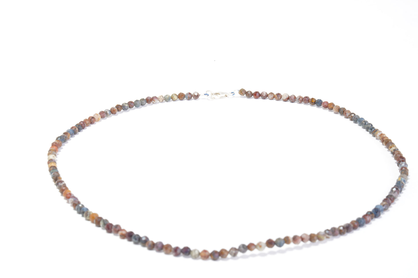 Pietersit Edelstein Halskette ca. 3 mm facettiert mit 925 Silber Verschluss