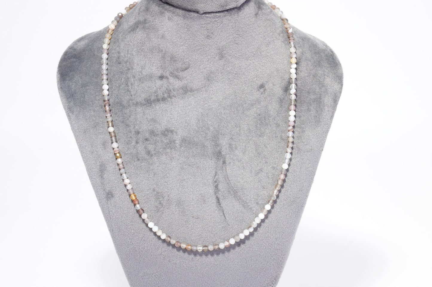 Achat Edelstein Halskette ca. 3 mm facettiert mit 925 Silber Verschluss