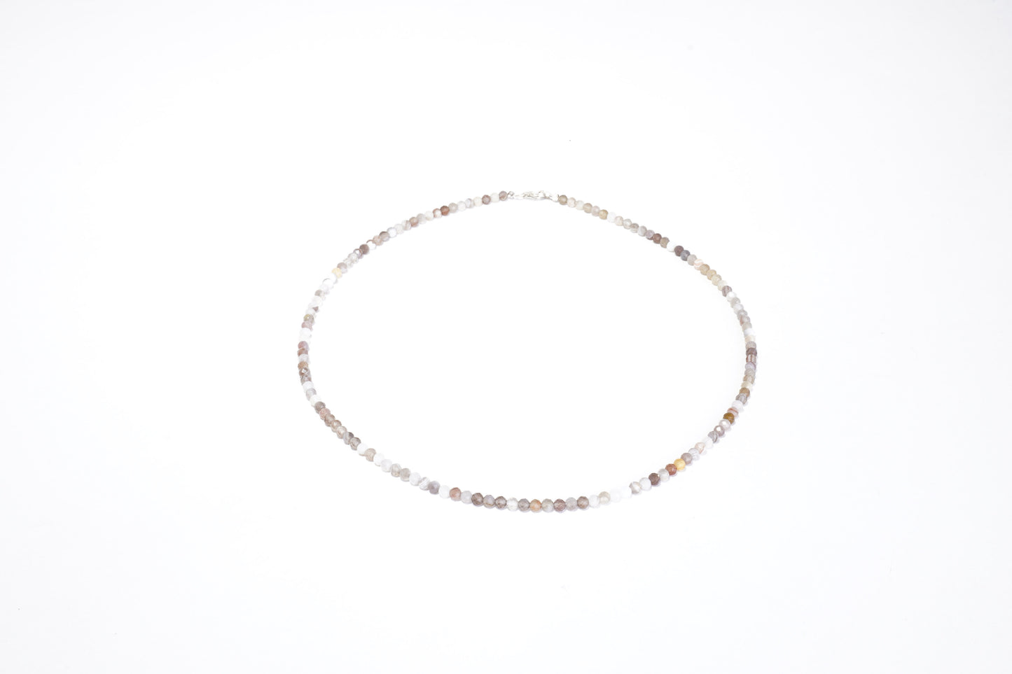 Achat Edelstein Halskette ca. 3 mm facettiert mit 925 Silber Verschluss