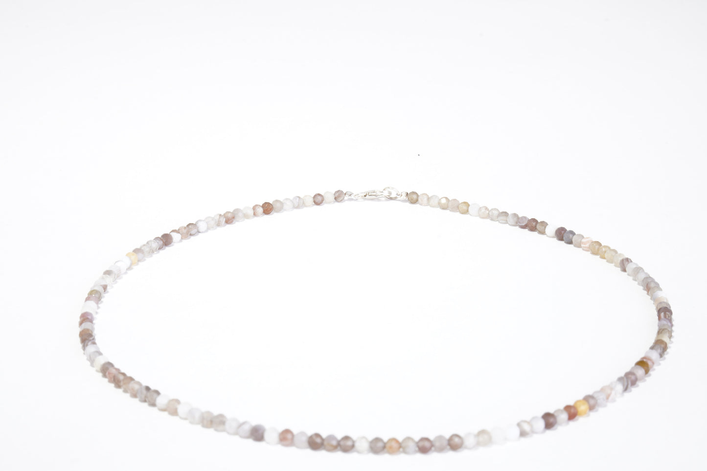 Achat Edelstein Halskette ca. 3 mm facettiert mit 925 Silber Verschluss