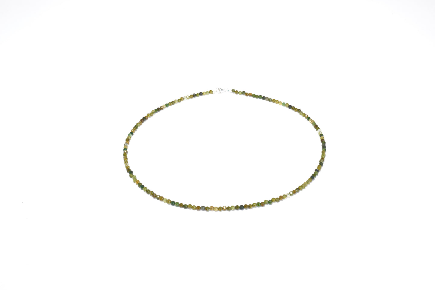 Dunkle Turmalin Edelstein Halskette ca. 3 mm facettiert mit 925 Silber Verschluss