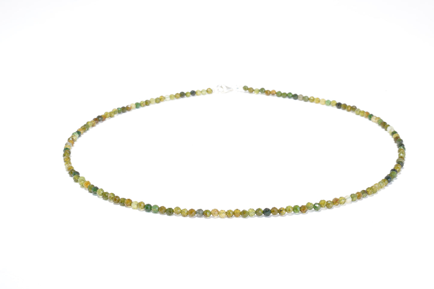 Dunkle Turmalin Edelstein Halskette ca. 3 mm facettiert mit 925 Silber Verschluss