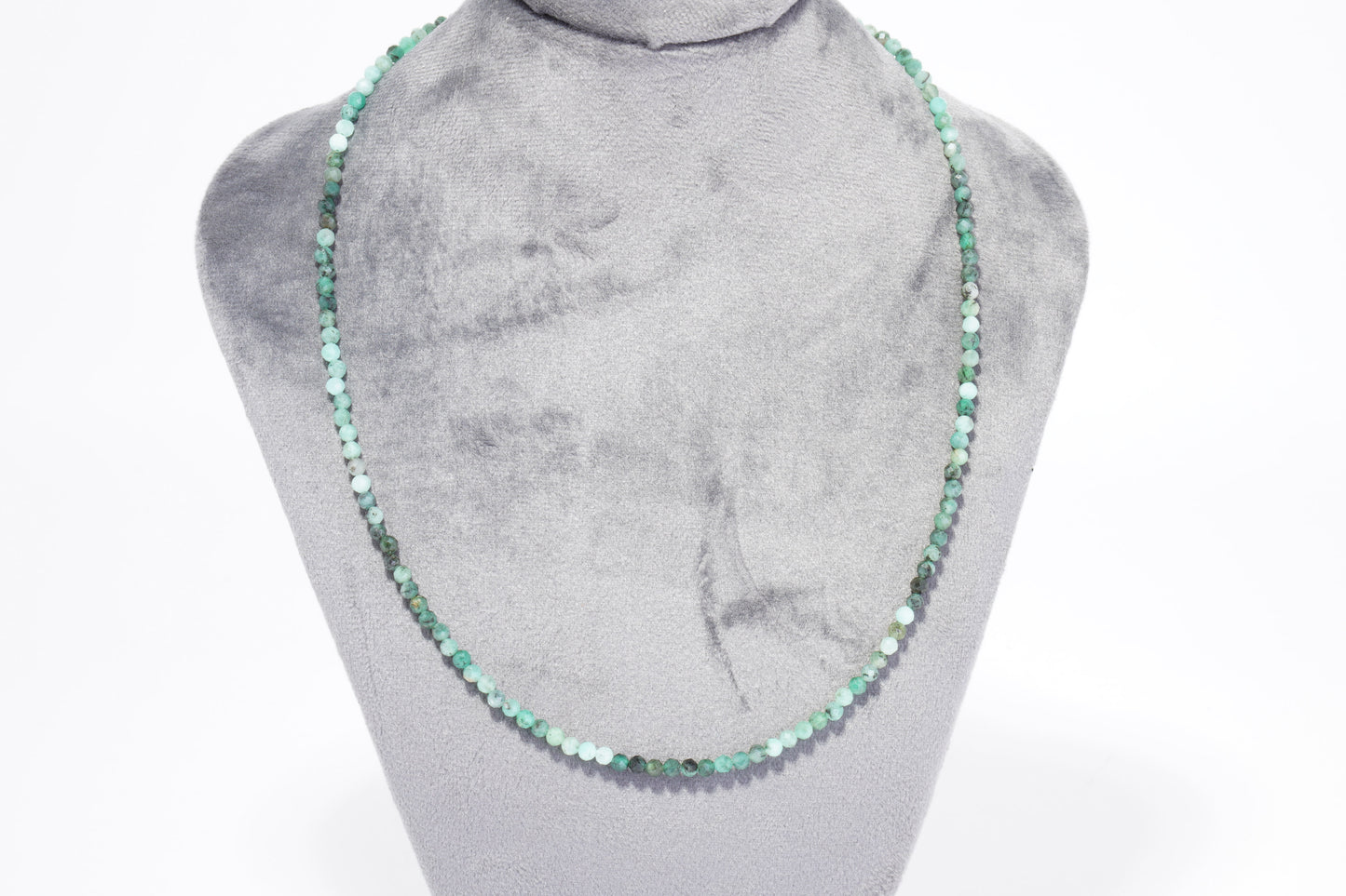Hochwertige Smaragd Edelstein Halskette ca. 3 mm facettiert mit 925 Silber Verschluss
