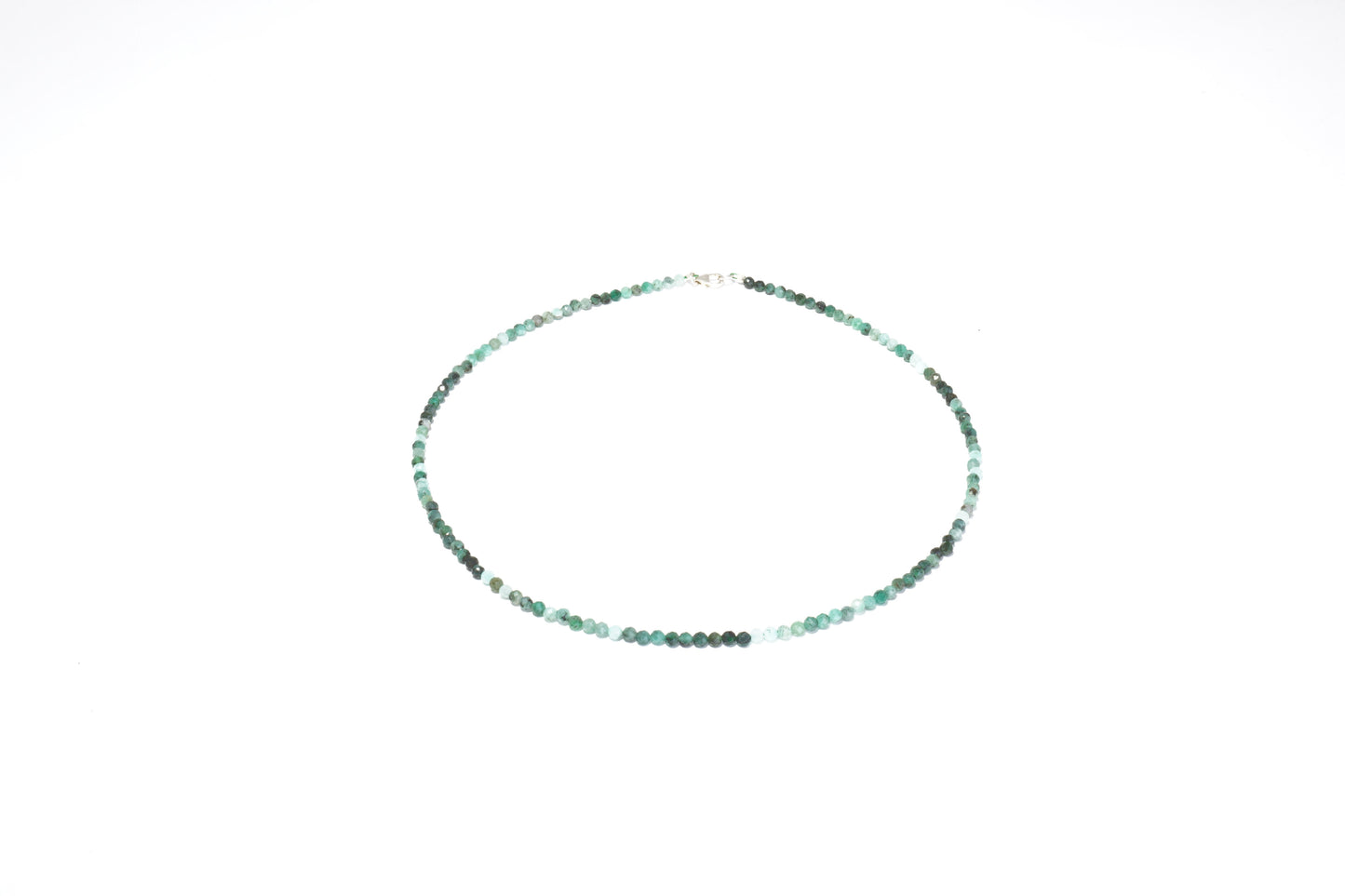 Hochwertige Smaragd Edelstein Halskette ca. 3 mm facettiert mit 925 Silber Verschluss